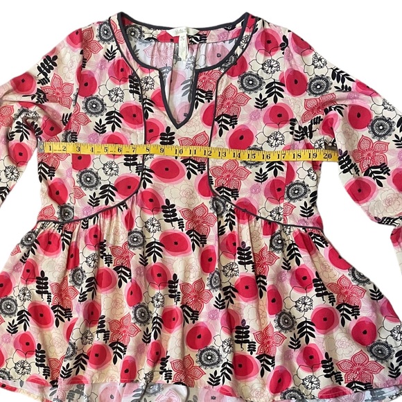 Matilda Jane Boho V-Neck Floral Blouse, High-Low Hem, Long Sleeves, Size M - Picture 8 of 11